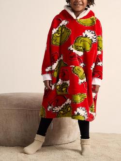 Brand Thread Kids' Grinch Hooded Blanket, Red/Green - view 2, Red/Green