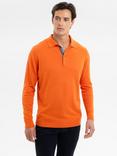 Blake Mill Cashmere Blend Knitted Polo Shirt, Burnt Orange