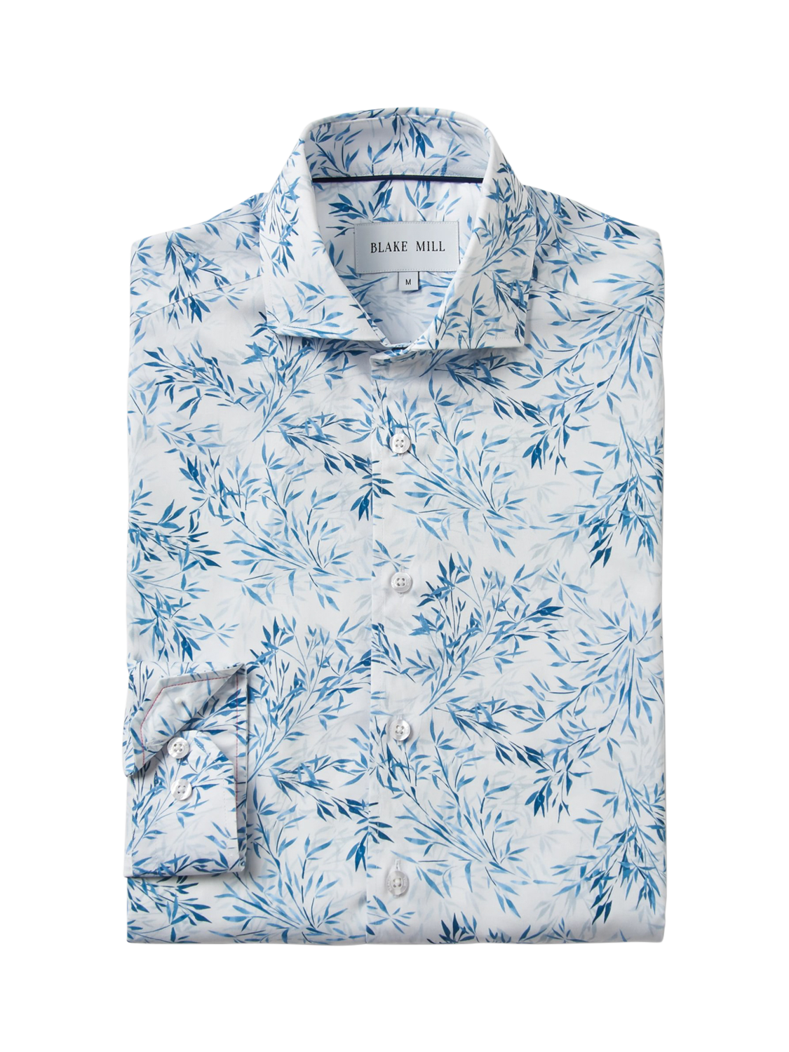 Product image 2 of 5, which shows Blake Mill Cutaway Collar Savanna Print Tailored Fit Shirt, Blue Pattern, S