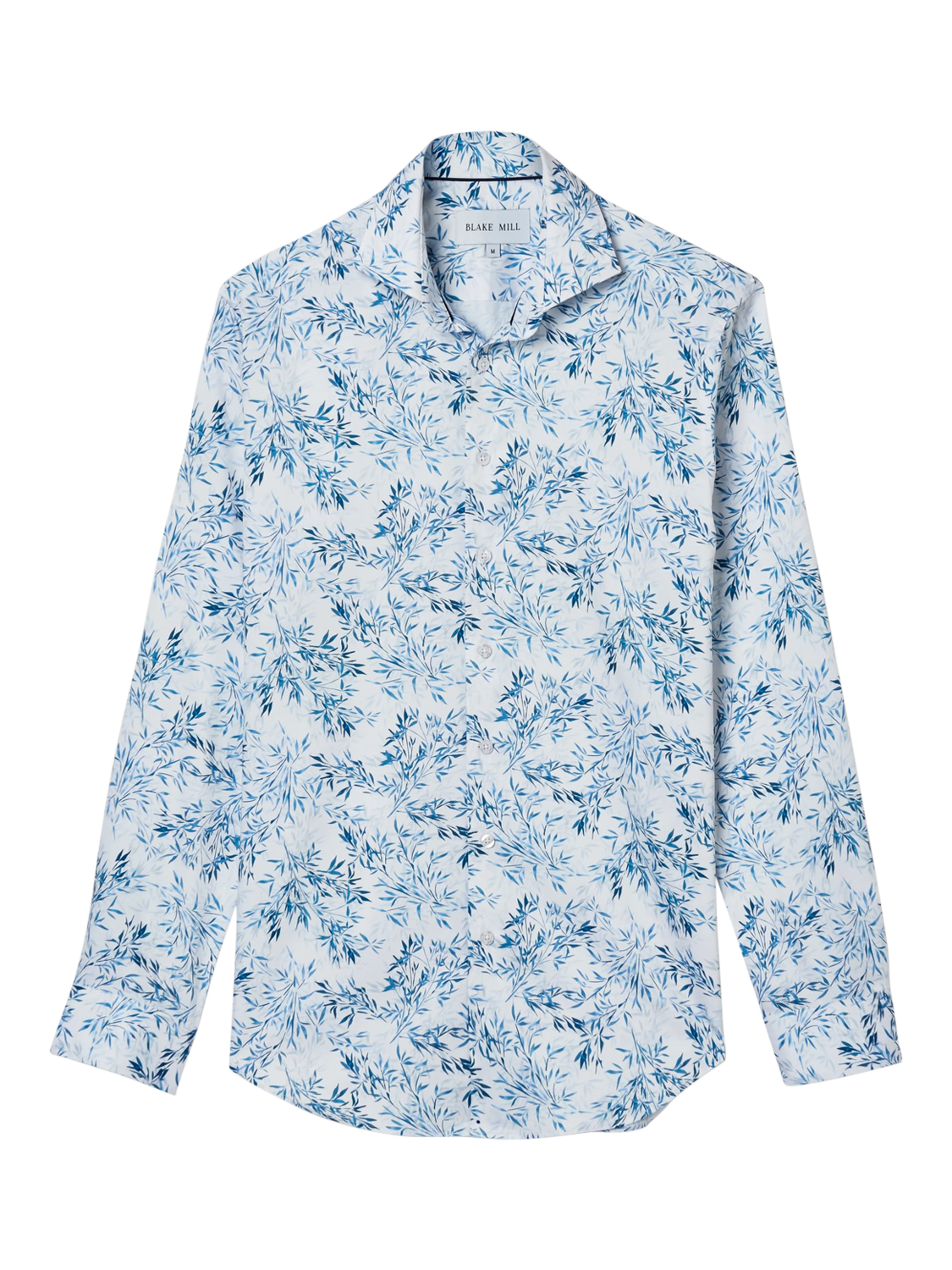 Product image 3 of 5, which shows Blake Mill Cutaway Collar Savanna Print Tailored Fit Shirt, Blue Pattern, S