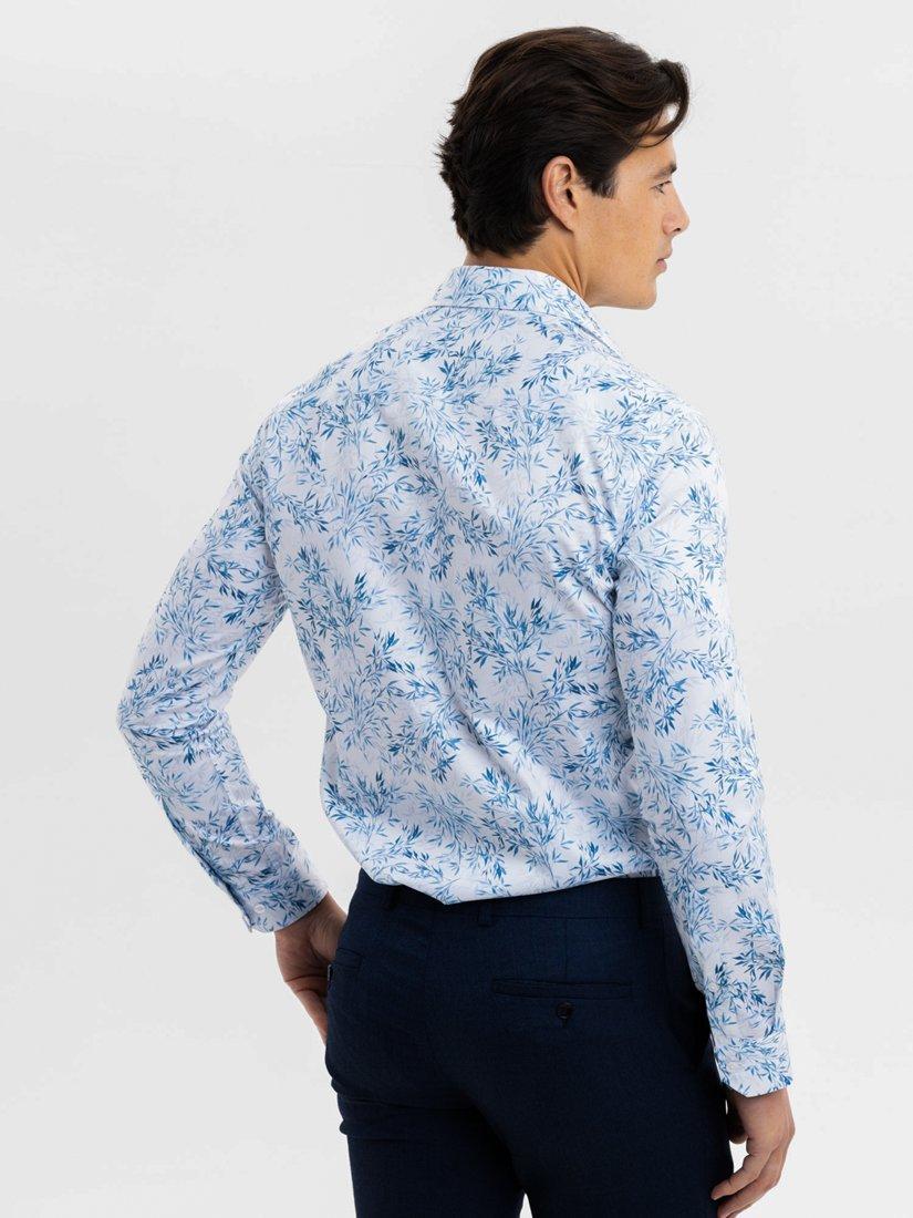 Product image 4 of 5, which shows Blake Mill Cutaway Collar Savanna Print Tailored Fit Shirt, Blue Pattern, S