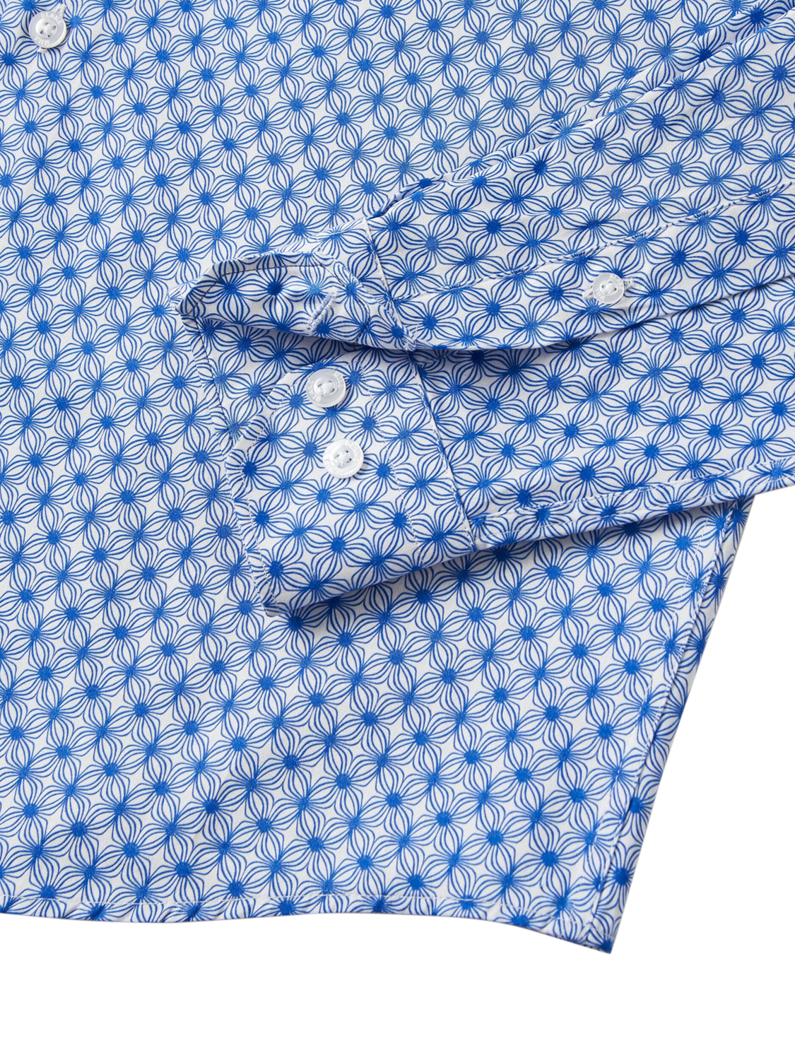 Product image 6 of 6, which shows Blake Mill Cutaway Collar Wavy Geo Print Tailored Fit Shirt, Blue Pattern, S