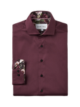 Blake Mill Tailored Fit Cutaway Collar Roses Trim Shirt, Burgundy