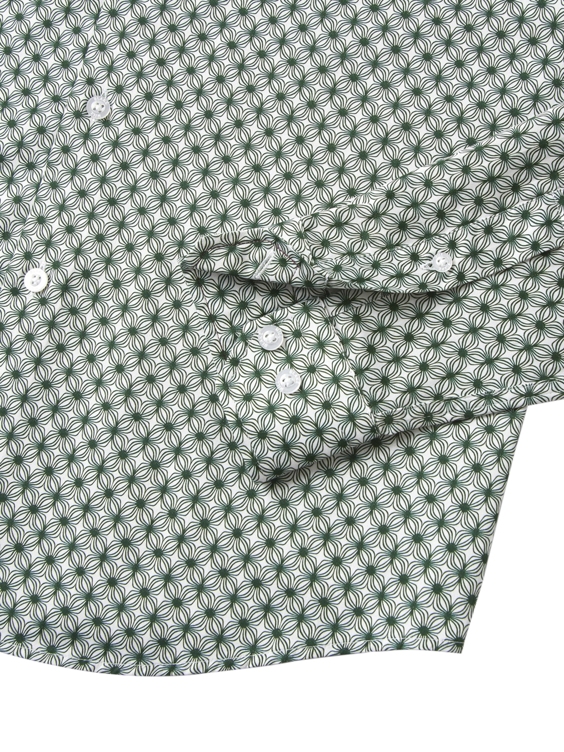 Product image 5 of 5, which shows Blake Mill Cutaway Collar Wavy Geo Print Tailored Fit Shirt, Green Pattern, S