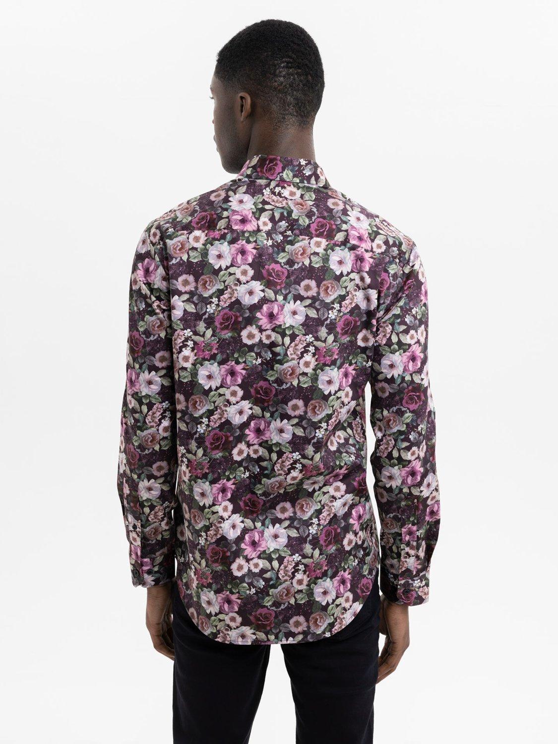 Product image 4 of 5, which shows Blake Mill Cutaway Collar Name of a Rose Print Tailored Fit Shirt, Red Pattern, S