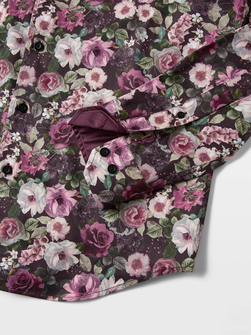 Product image 5 of 5, which shows Blake Mill Cutaway Collar Name of a Rose Print Tailored Fit Shirt, Red Pattern, S