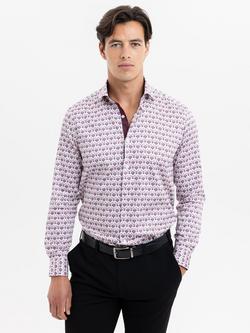 Blake Mill Cutaway Collar Geo Floral Print Tailored Fit Shirt, Pink Pattern, Pink Pattern