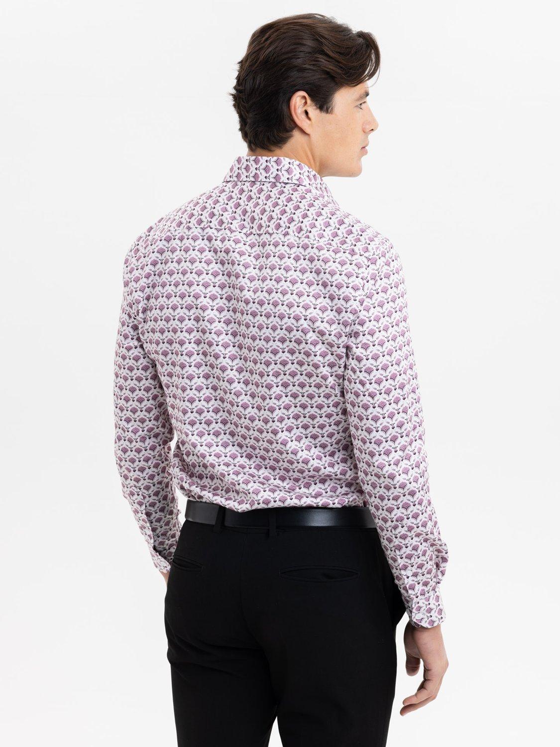 Product image 2 of 3, which shows Blake Mill Cutaway Collar Geo Floral Print Tailored Fit Shirt, Pink Pattern, S