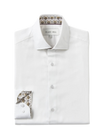 Blake Mill Cutaway Collar Geo Floral Trim Tailored Fit Shirt, White