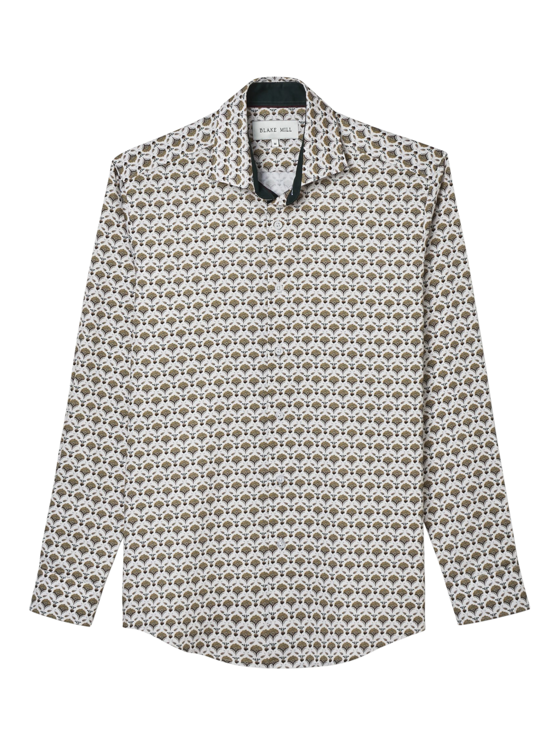 Product image 3 of 5, which shows Blake Mill Cutaway Collar Geo Floral Print Tailored Fit Shirt, Yellow Pattern, S