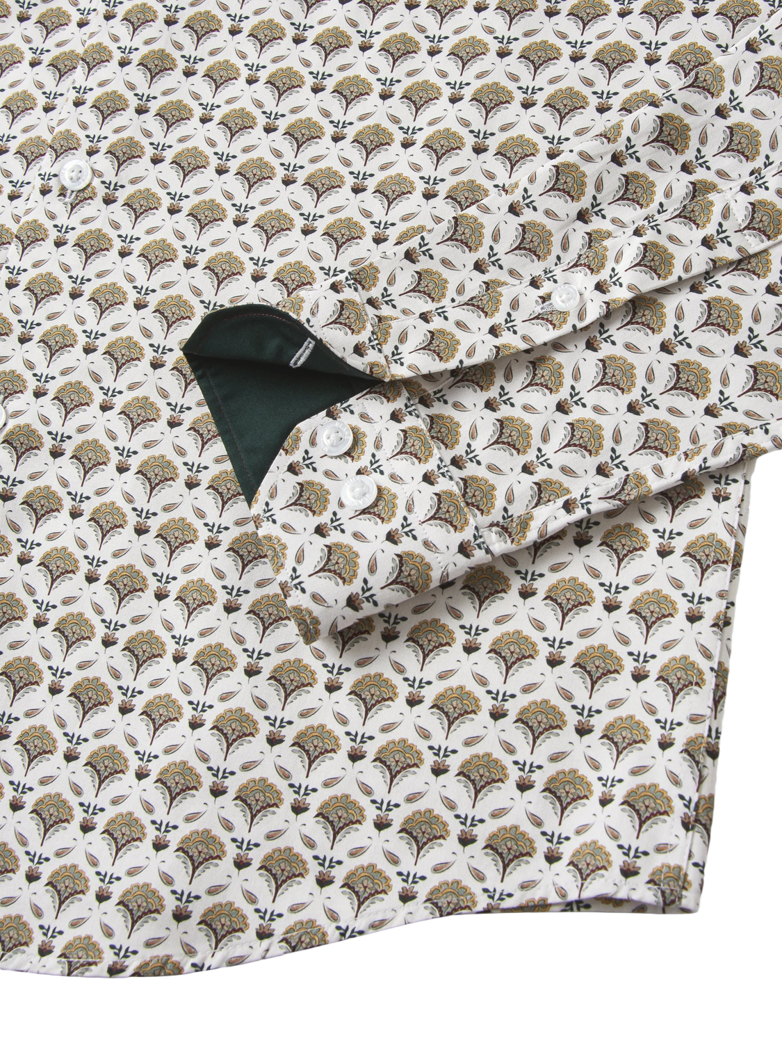 Product image 5 of 5, which shows Blake Mill Cutaway Collar Geo Floral Print Tailored Fit Shirt, Yellow Pattern, S