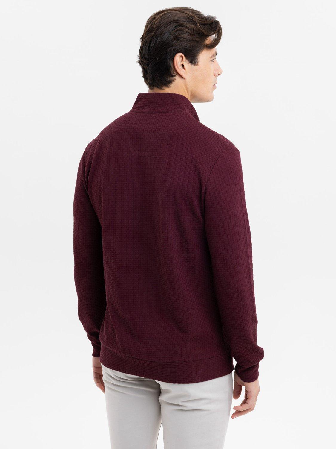Product image 4 of 5, which shows Blake Mill Organic Cottoin Quarter-Zip Jersey Top, Burgundy, S