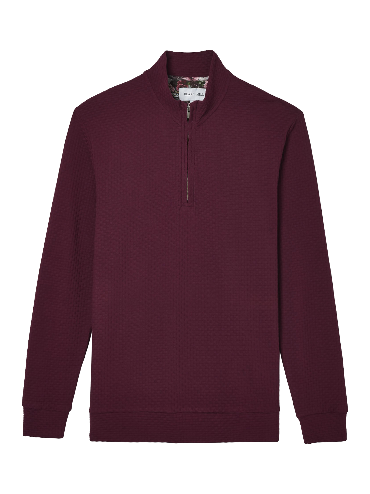 Product image 5 of 5, which shows Blake Mill Organic Cottoin Quarter-Zip Jersey Top, Burgundy, S