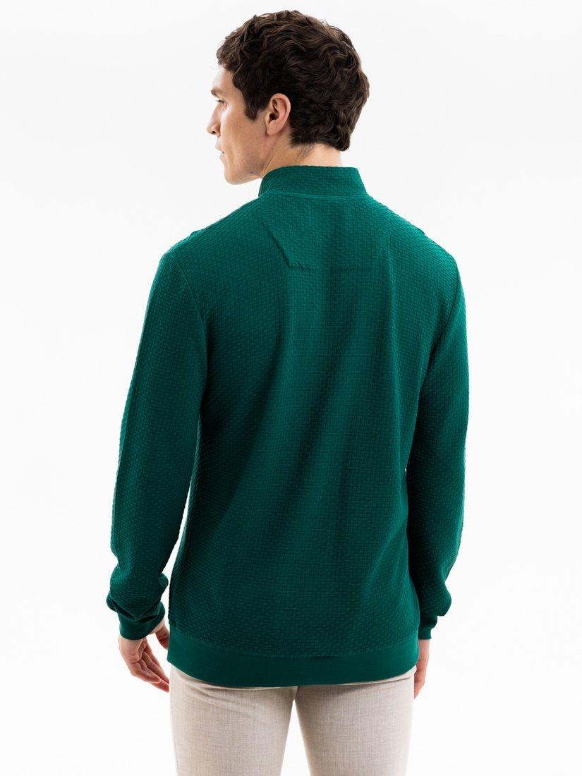 Product image 4 of 5, which shows Blake Mill Organic Cotton Quarter-Zip Jersey Top, Dark Green, S