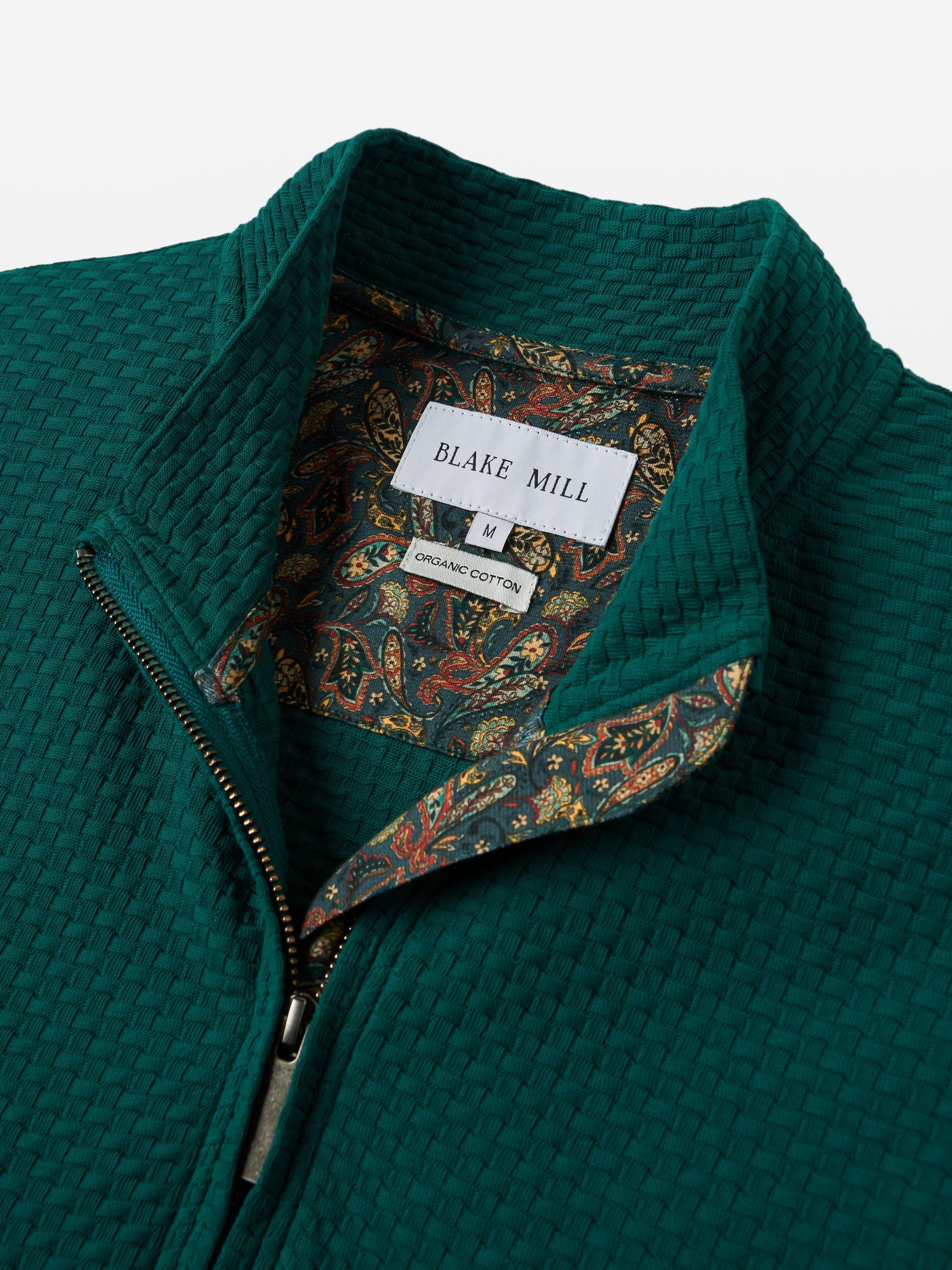 Product image 5 of 5, which shows Blake Mill Organic Cotton Quarter-Zip Jersey Top, Dark Green, S