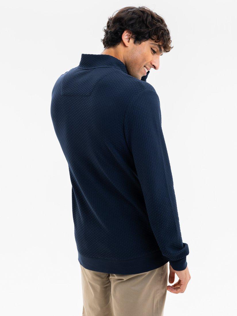 Product image 4 of 5, which shows Blake Mill Organic Cotton Quarter-Zip Jersey Top, Navy, S