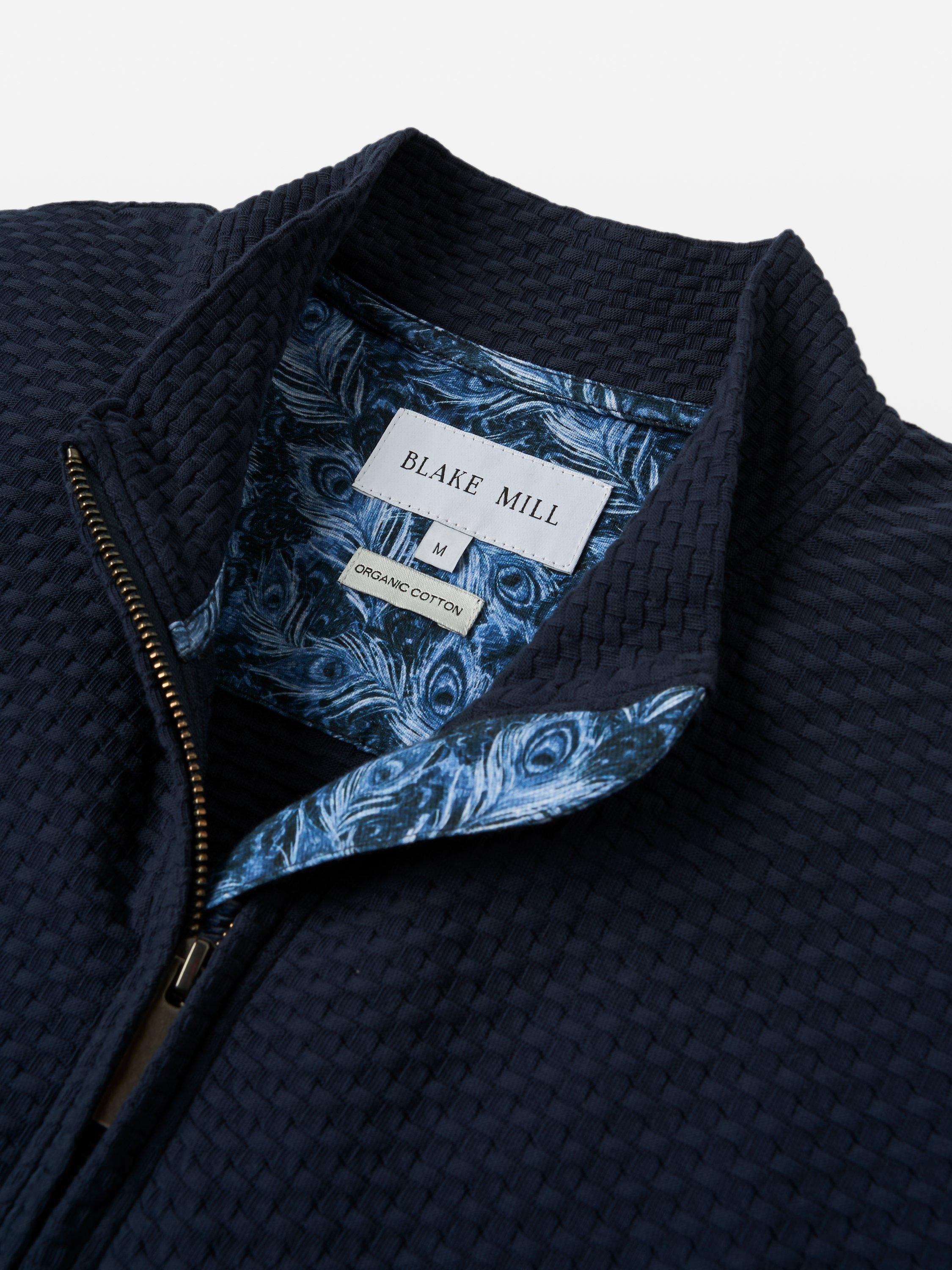 Product image 5 of 5, which shows Blake Mill Organic Cotton Quarter-Zip Jersey Top, Navy, S