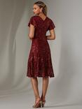 Jolie Moi Sequin Flare Dress, Burgundy