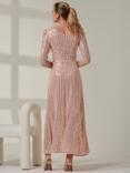 Jolie Moi Glitter Wrap Flare Dress, Dusty Pink