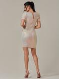 Jolie Moi Sequin Square Neck Mini Dress, Cream