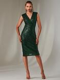 Jolie Moi Sequin Wrap Midi Dress, Dark Green