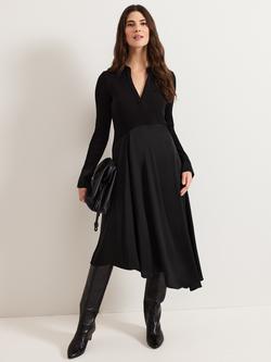 Phase Eight Valeria Satin Dress, Black, Black