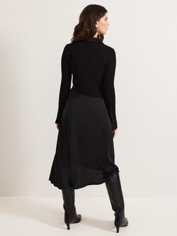 Phase Eight Valeria Satin Dress, Black - view 2, Black