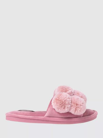 Pretty You London Dolly Pom Pom Slippers, Pink