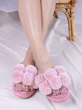 Pretty You London Dolly Pom Pom Slippers, Pink