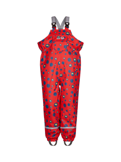 Spotty Otter Kids' Forest Leader Insulated Printed Waterproof Dungarees, Red/Multi