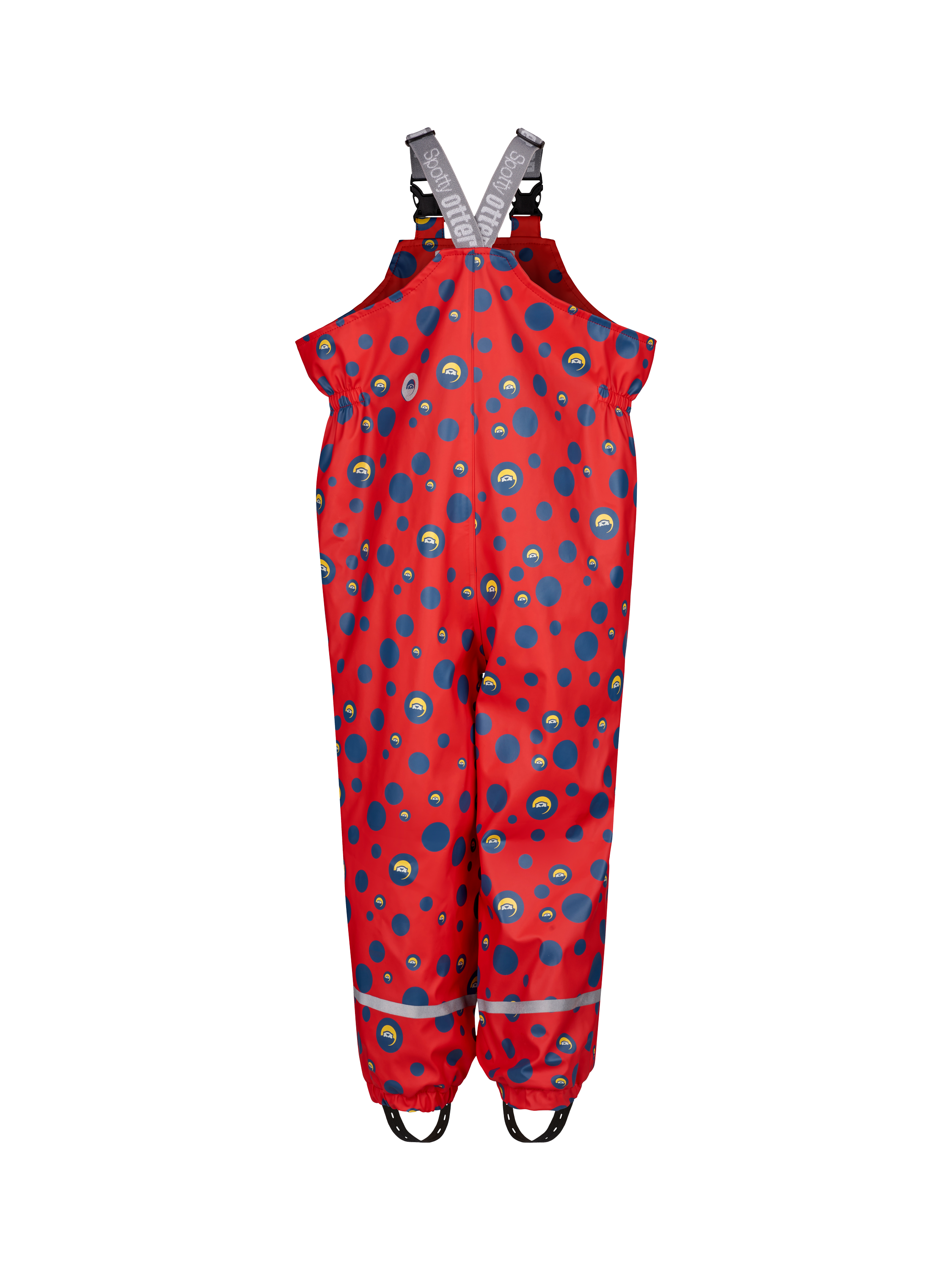 Product image 2 of 7, which shows Spotty Otter Kids' Forest Leader Insulated Printed Waterproof Dungarees, Red/Multi, 1-2 years
