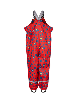 Spotty Otter Kids' Forest Leader Insulated Printed Waterproof Dungarees - view 2, Red/Multi