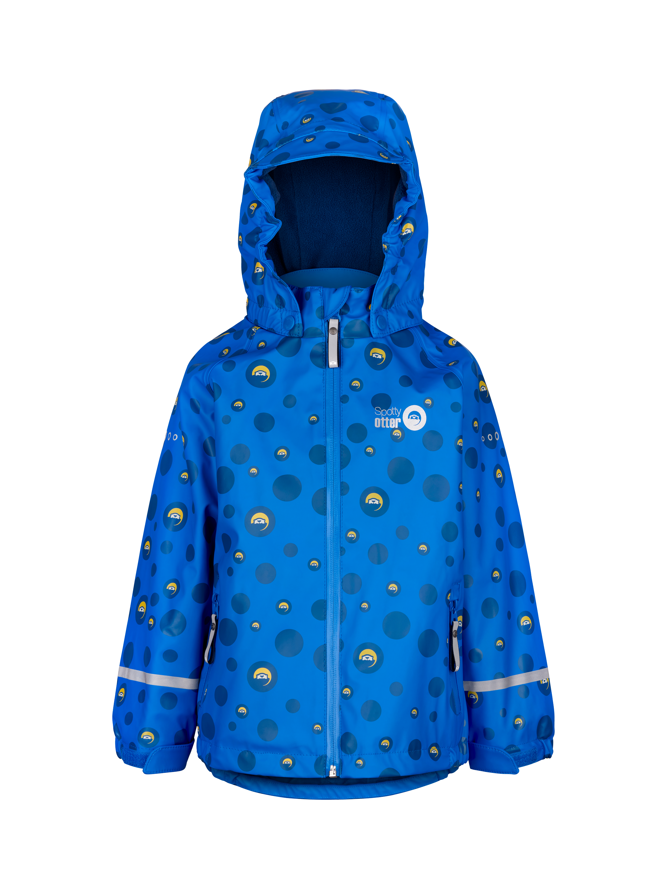 Product image 1 of 6, which shows Spotty Otter Kids' Forest Leader Insulated Printed Waterproof Jacket, Blue/Multi, 1-2 years