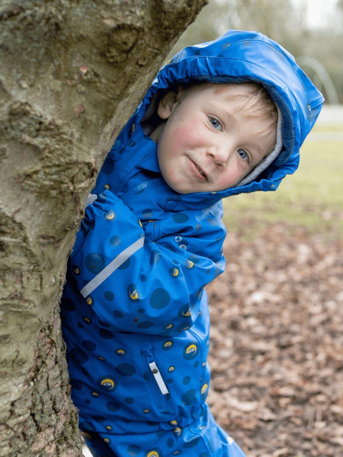 Product image 6 of 6, which shows Spotty Otter Kids' Forest Leader Insulated Printed Waterproof Jacket, Blue/Multi, 1-2 years