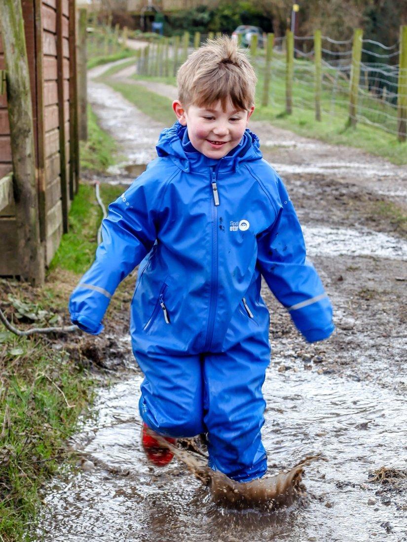 Product image 5 of 5, which shows Spotty Otter Kids' Forest Leader Insulated Waterproof Splashsuit, Blue, 1-2 years