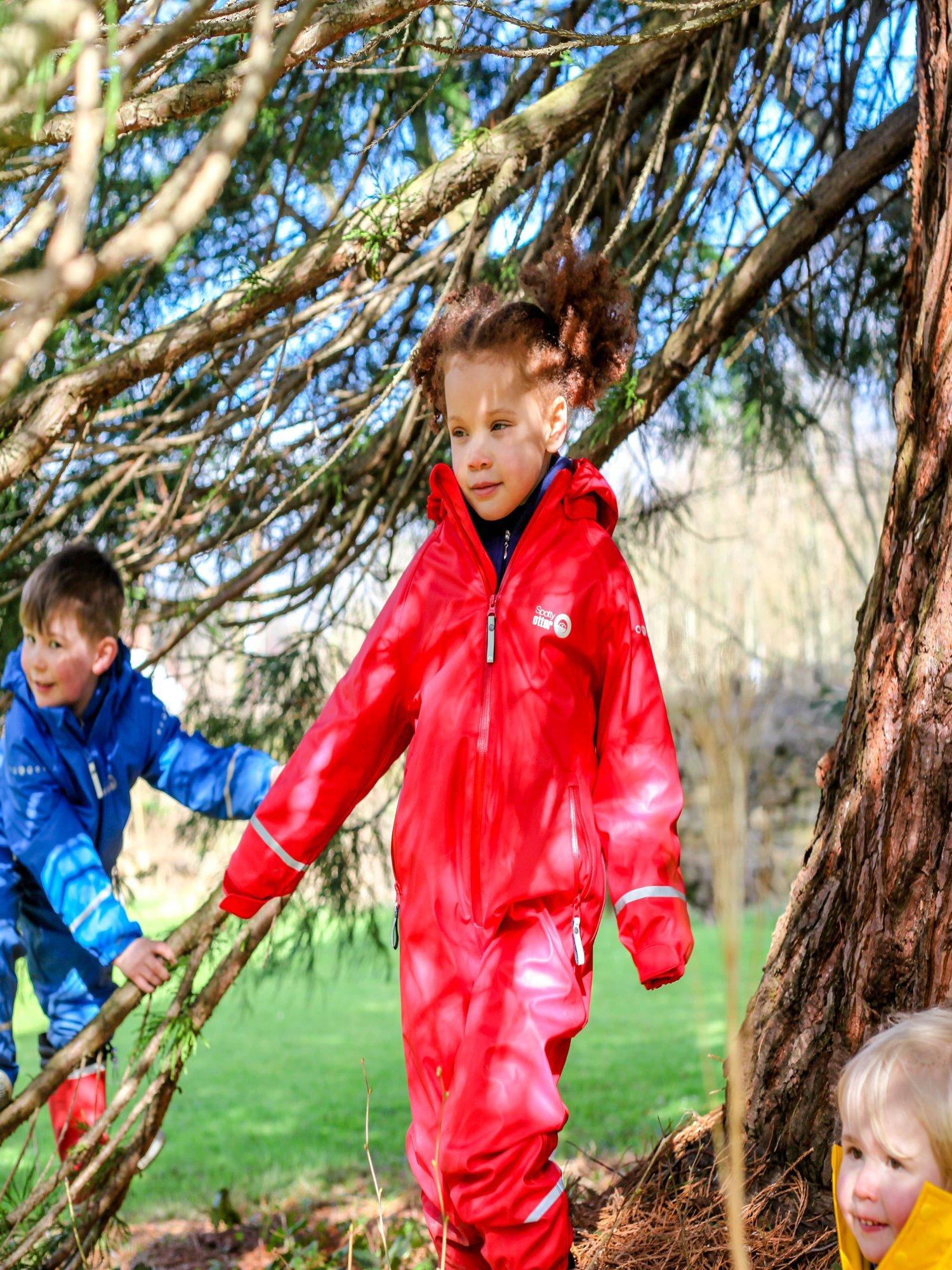 Product image 6 of 6, which shows Spotty Otter Kids' Forest Leader Insulated Waterproof Splashsuit, Red, 1-2 years