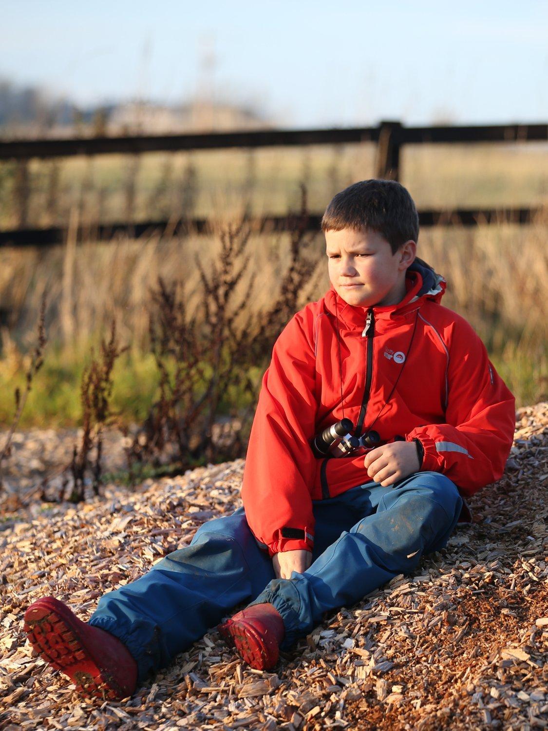 Product image 8 of 9, which shows Spotty Otter Kids' Patrol Insulated Waterproof Jacket, Fiery Red, 2-3 years