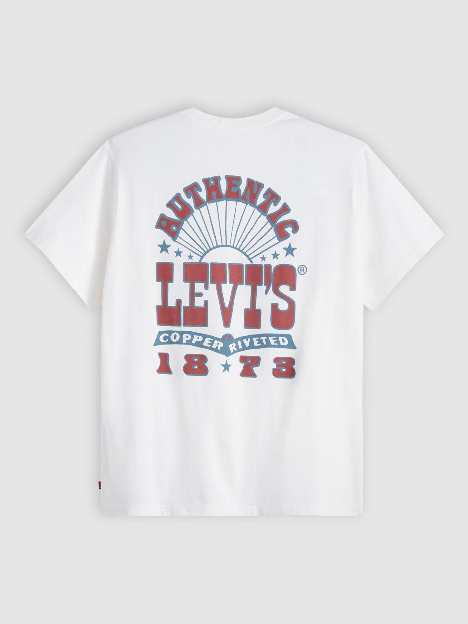 Product image 2 of 2, which shows Levi's Relaxed Fit Graphic Cotton T-Shirt, White +, S