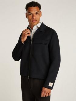 Calvin Klein Wool Blend Regular Fit Shirt Jacket, Black, Black