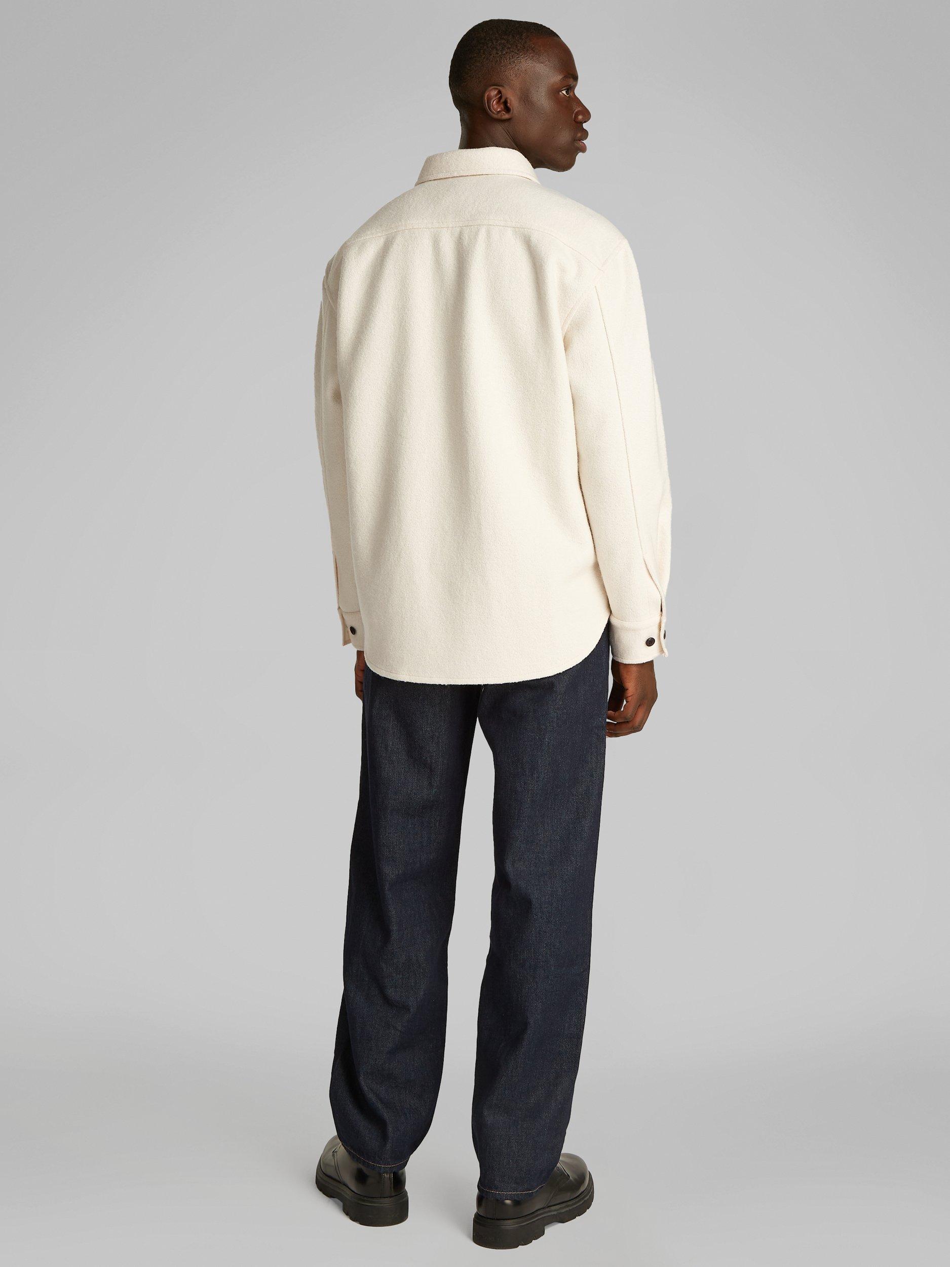 Product image 2 of 6, which shows Calvin Klein Relaxed Boucle Overshirt, Antique White, M