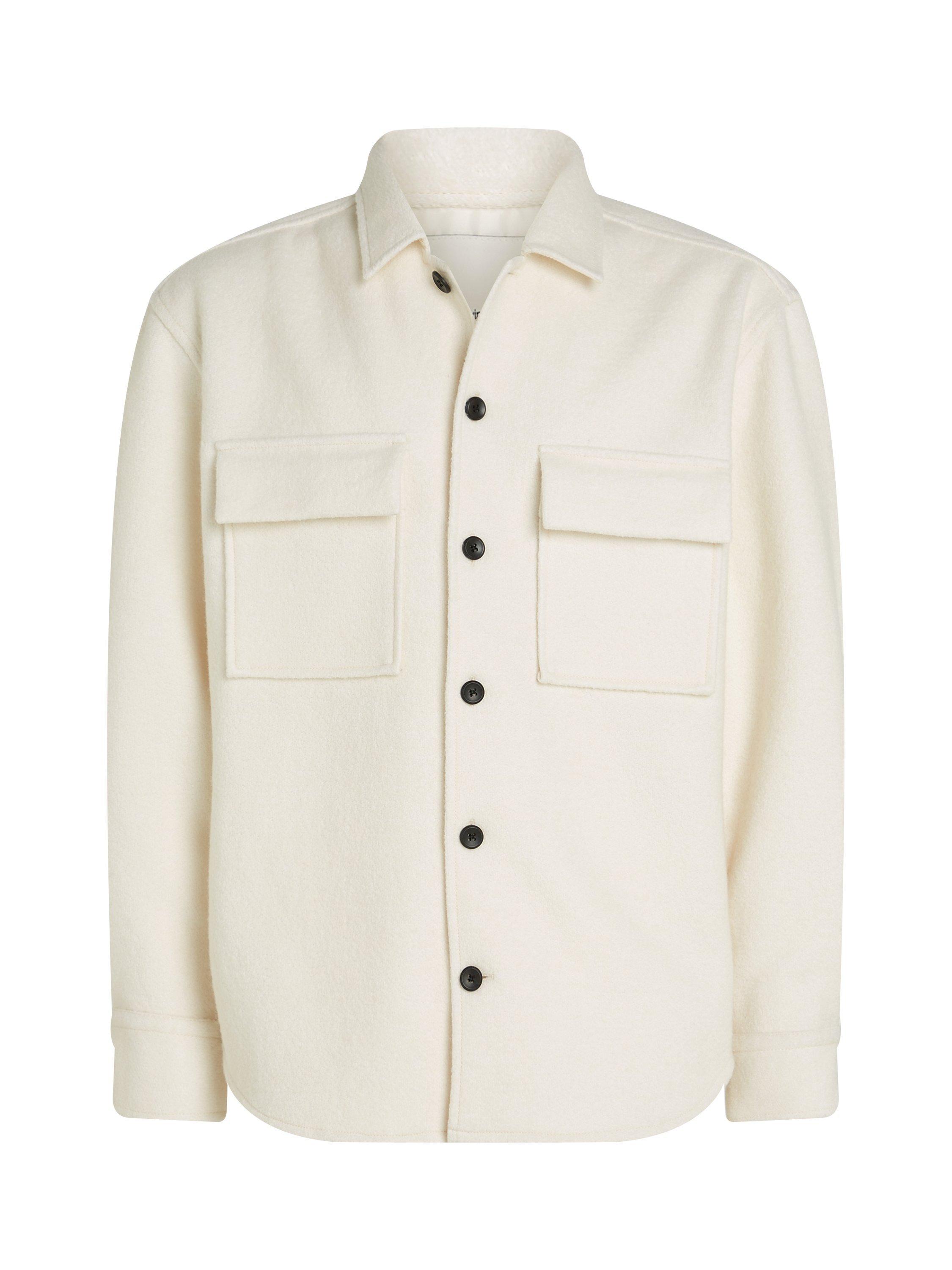Product image 4 of 6, which shows Calvin Klein Relaxed Boucle Overshirt, Antique White, M