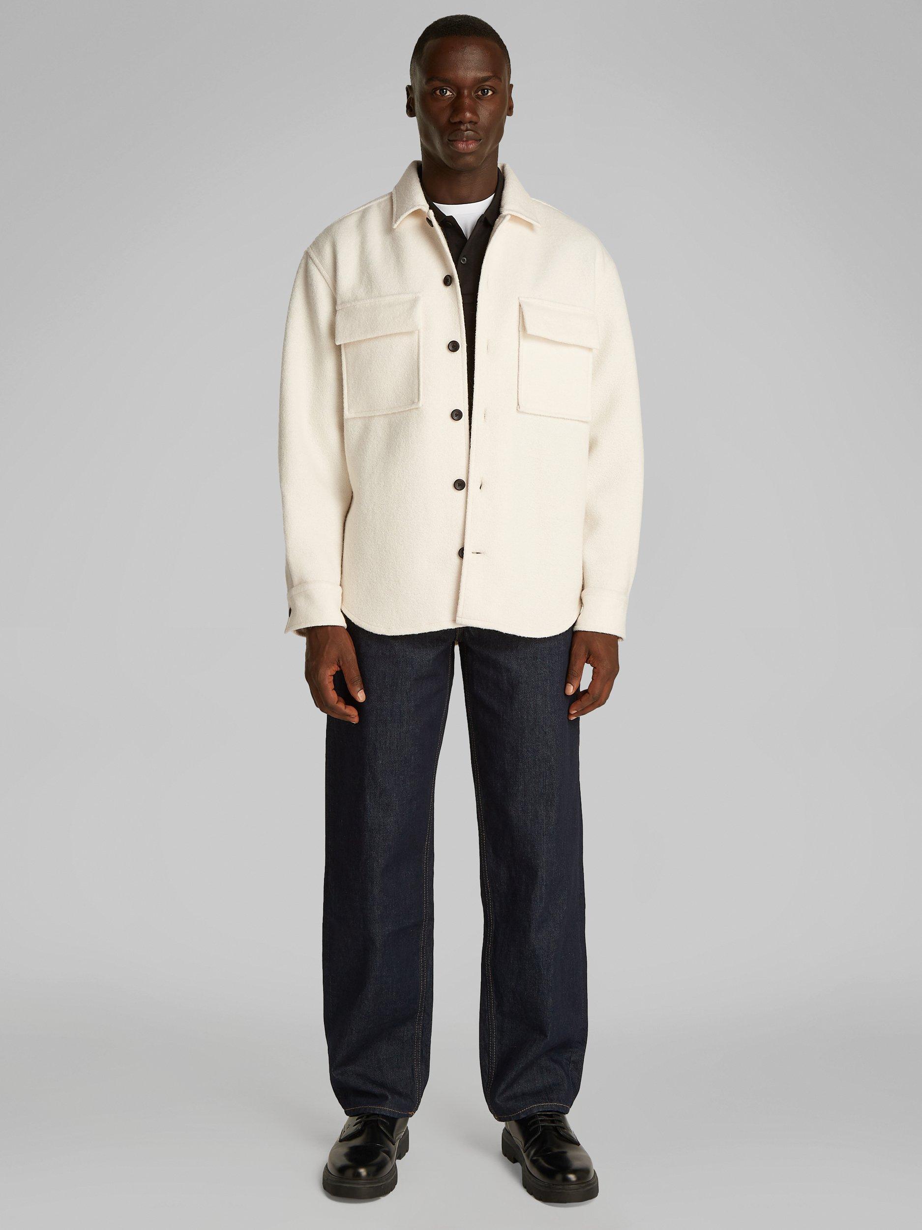 Product image 6 of 6, which shows Calvin Klein Relaxed Boucle Overshirt, Antique White, M