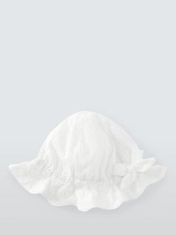 John Lewis Baby Broderie Hat, White, White