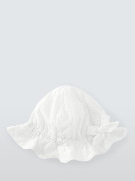 John Lewis Baby Broderie Hat, White, White