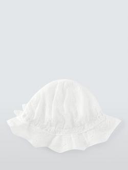 John Lewis Baby Broderie Hat, White - view 2, White