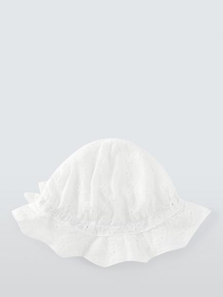 John Lewis Baby Broderie Hat, White - view 2, White