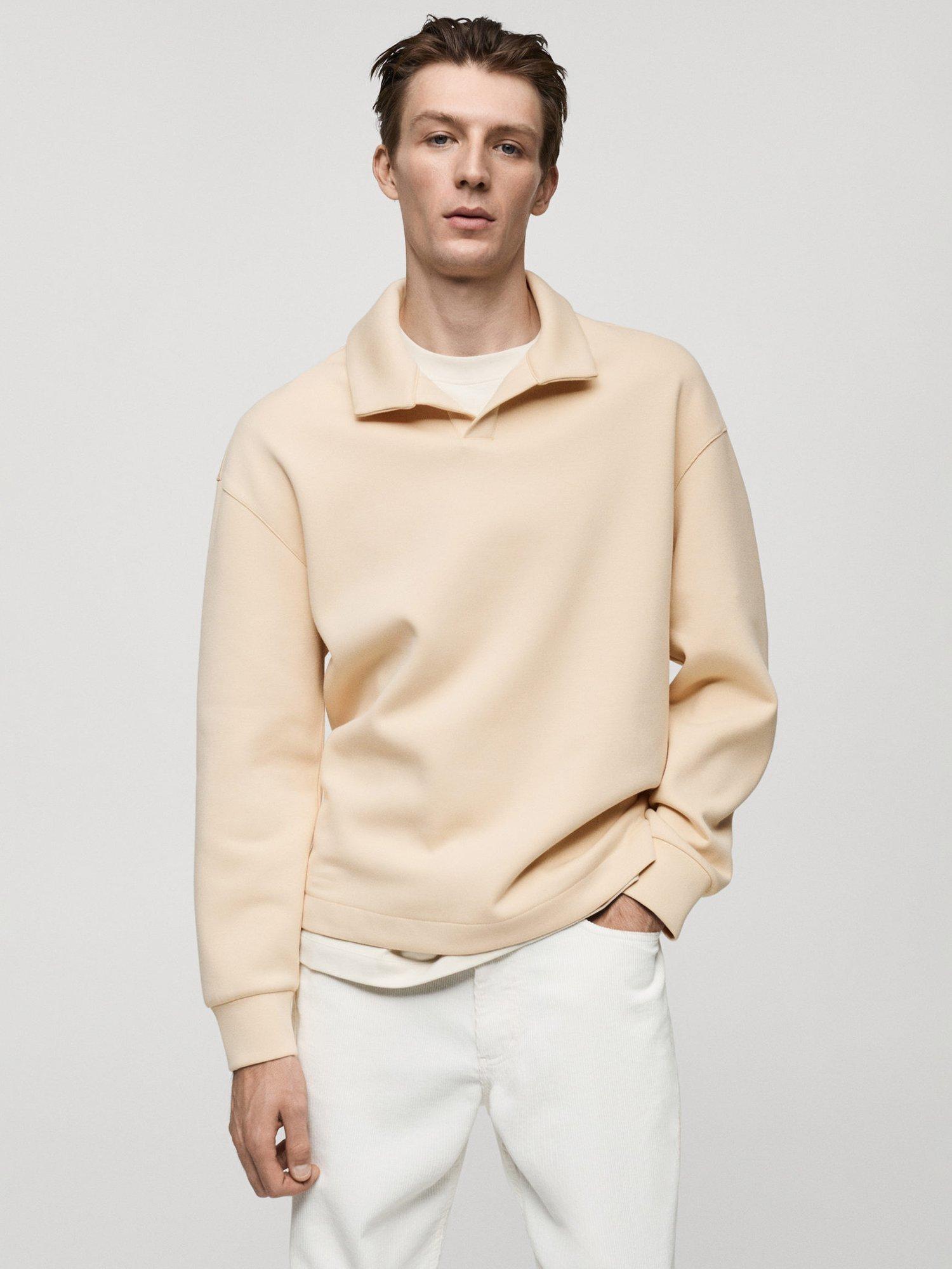 Mango Claudio Cotton Blend Sweatshirt, Light Beige