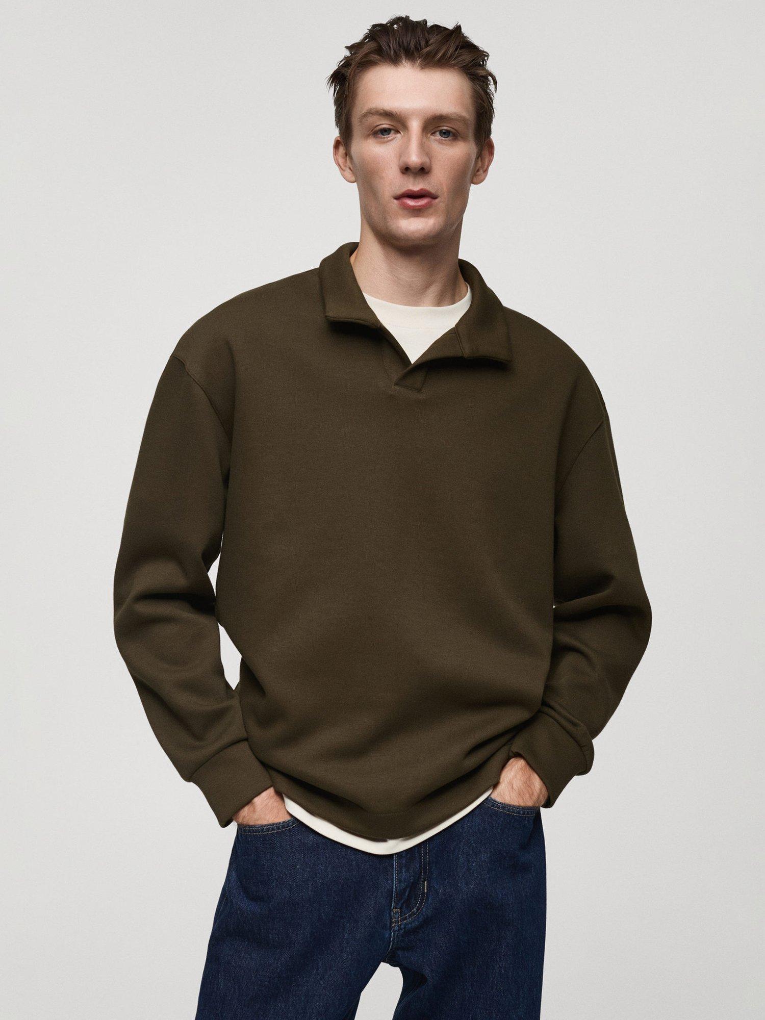 Mango Claudio Cotton Blend Sweatshirt, Khaki
