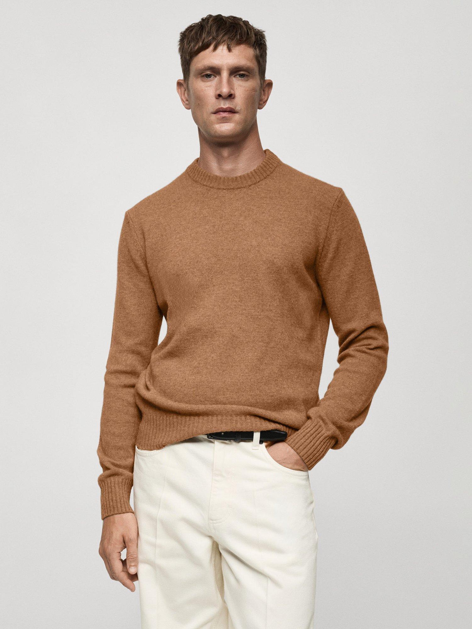 Product image 1 of 8, which shows Mango Lotus Wool Blend Jumper, Brown, XXL