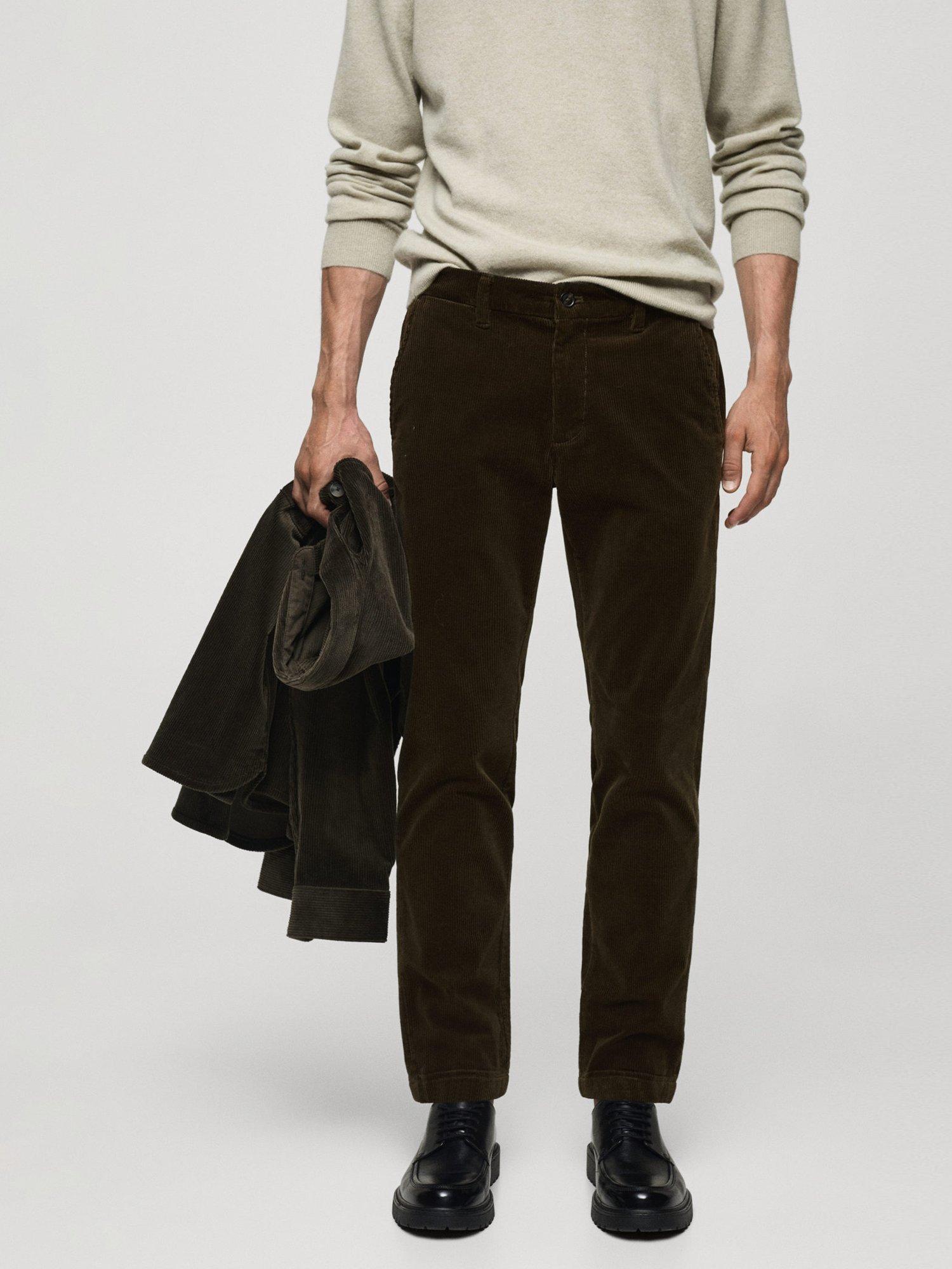 Mango Berdam Slim Fit Corduroy Trousers, Beige - Khaki